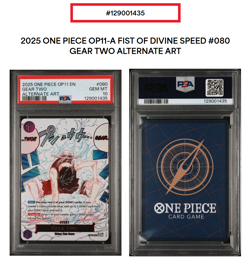 Gear Two PSA 10 One Piece English Card Luffy D. Monkey OP11-080 Alt Art 2025 - Image 2