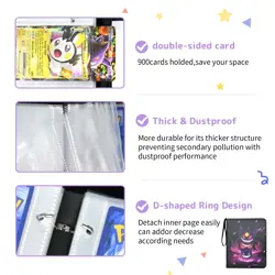 Card Binder 9-Pockets, 900 Pockets Card Holder with 50 Removable Sleeves TCG - Image 4
