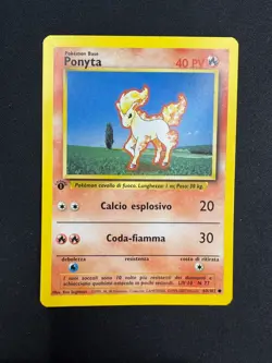 Pokemon Ponyta 60/102 Set Base Prima Edizione Wizards ITA Carte Vintage - Image 1