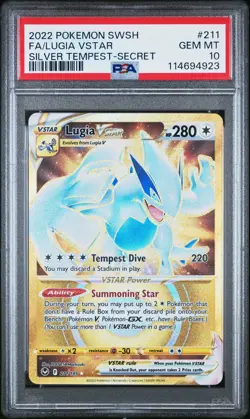 2022 POKEMON SWORD & SHIELD SILVER TEMPEST SECRET FULL ART/LUGIA VSTAR PSA 10 - Image 1