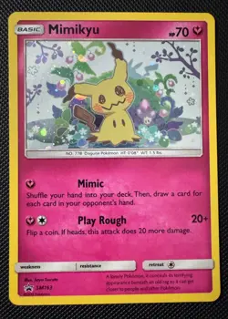 Mimikyu Sun & Moon Black Star Promo SM163 Holo Team Up, Near Mint, Pokemon TCG - Image 1