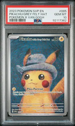 2023 POKEMON SVP EN-SV BLACK STAR PROMO #085 PIKACHU WITH GREY FELT HAT PSA 10 - Image 1
