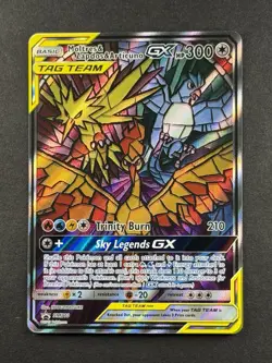2019 POKEMON HIDDEN FATES MOLTRES & ZAPDOS & ARTICUNO TAG TEAM GX SM210 - Image 1