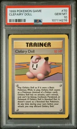 1999 POKEMON BASE SET UNLIMITED #70 CLEFAIRY DOLL PSA 10 - Image 1