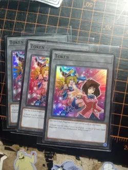 yugioh cards set of 3 new super rare tea and dark magician girl token cards - Image 1