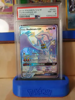 2019 Pokemon S&M Reshiram GX #SV51 Hidden Fates Gem PSA 8 - Image 1