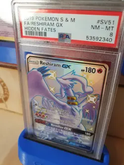2019 Pokemon S&M Reshiram GX #SV51 Hidden Fates Gem PSA 8 - Image 3