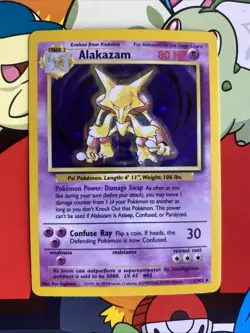 Pokemon Alakazam 1/102 WotC Base Set Unlimited Holo Rare LP/NM - Image 1