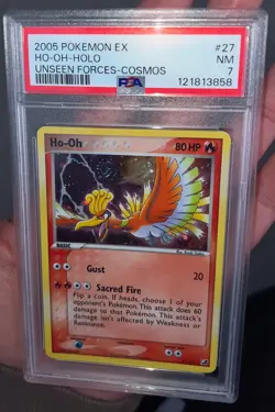 2005 Pokemon EX Ho-Oh #27 Holo Unseen Forces-Cosmos *SWIRL* PSA 7 - Image 1