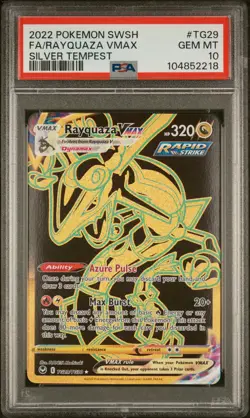 2022 POKEMON SWORD & SHIELD SILVER TEMPEST #TG29 FULL ART/RAYQUAZA VMAX PSA 10 - Image 1
