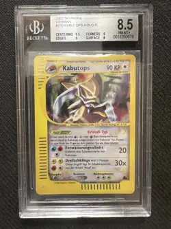 2003 POKEMON SKYRIDGE 150/144 CRYSTAL KABUTOPS-HOLO BGS 8,5 German Near Mint - Image 1