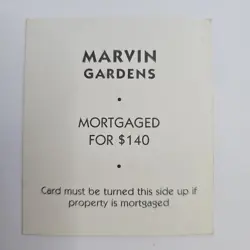 Marvin Gardens Replacement Title Deed Card Only Yellow Regular Basic Monopoly - Image 2