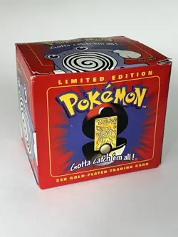 1999 Sealed Pokemon POLIWHIRL Burger King 23k Gold Plated Card Pokeball in Box - Image 1