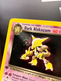 Pokemon: Team Rocket 1st Edition Rare Holo: Dark Alakazam 1/82 - Swirl in Beam - Image 2