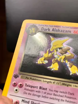 Pokemon: Team Rocket 1st Edition Rare Holo: Dark Alakazam 1/82 - Swirl in Beam - Image 3