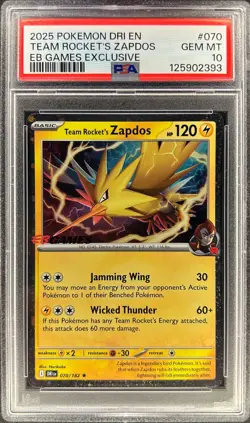 PSA 10 - TEAM ROCKET’S ZAPDOS - 070/182 - EB GAMES PROMO DESTINED RIVALS COSMO - Image 1
