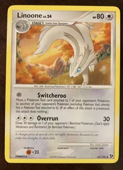 Linoone 43/106 Pokemon UNCOMMON DP Great Encounters COLORLESS Near Mint HP 80 x1 - Image 1