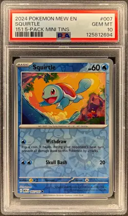 PSA 10 - SQUIRTLE - 007/165 - POKEMON 151 COSTCO COSMO HOLO MINI TINS PROMO - Image 1