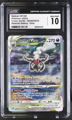 CGC 10 GEM MINT Darkrai VSTAR GG50/GG70 Crown Zenith Pokemon Card - Image 2