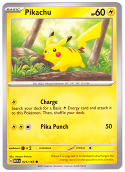 Pikachu 025/165 Scarlet & Violet 151 ENGLISH Common 2023 Near Mint Pokemon - Image 1