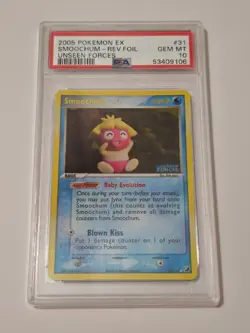 2005 Pokemon EX Smoochum #31-reverse foil-unseen forces-PSA GEM MNT 10-pop 8 - Image 1