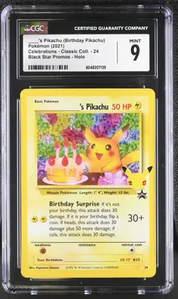 CGC 9 ____'S PIKACHU 24 POKEMON CELEBRATIONS - CLASSIC COLL. - Image 1