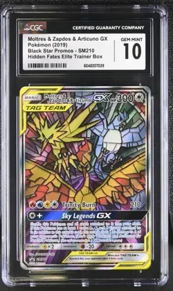 Pokemon Moltres/Zapdos/Articuno GX Hidden Fates ETB Promo SM210 CGC 10 - Image 2