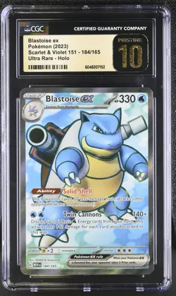 CGC 10 PRISTINE BLASTOISE EX 184/165 POKEMON SCARLET & VIOLET 151 - Image 1