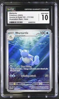 CGC 10 GEM MINT Wartortle 171/165 151 Illustration Rare Holo English Pokemon - Image 1