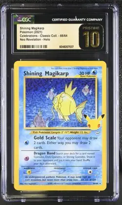 Pokemon CGC 10 PRISTINE Shining Magikarp 66/64 - Celebrations Classic Collection - Image 2