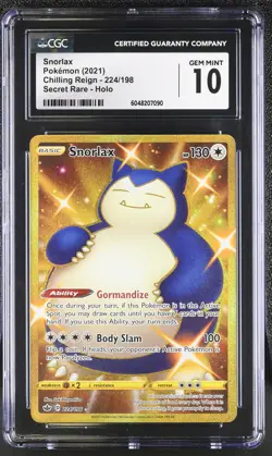 CGC 10 SNORLAX 224/198 POKEMON CHILLING REIGN - Image 1