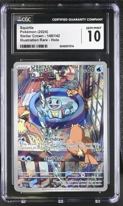 CGC 10 Squirtle 148/142 Pokemon Stellar Crown Illustration Rare Alt Art - Image 1