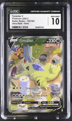 2021 Pokemon Battle Styles Tyranitar V Alt Art #155 CGC 10 Gem Mint - Image 2