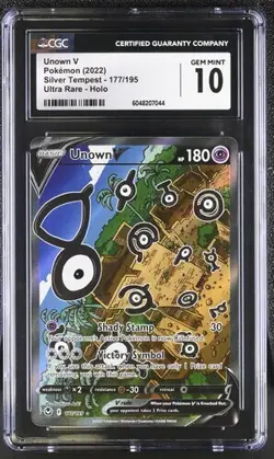 2022 Pokemon Silver Tempest Unown V Alternate Full Art 177/195 CGC 10 Gem Mint - Image 2