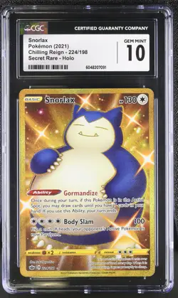 CGC 10 SNORLAX 224/198 POKEMON CHILLING REIGN - Image 1