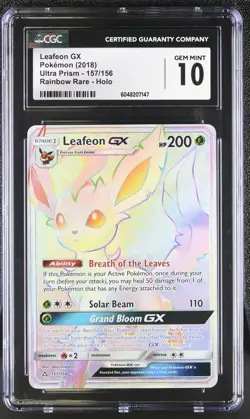 CGC 10 LEAFEON GX 157/156 POKEMON ULTRA PRISM - Image 1