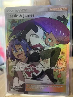 Jessie & James Hidden Fates Full Art Holo Ultra Rare 68/68 NM/N Pokemon Card - Image 1