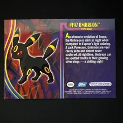 Pokemon 2001 Topps Umbreon #197 Blue Logo - TV Animation Vintage LP - Image 4