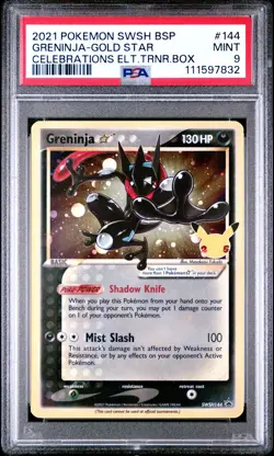 2021 POKEMON SWSH BLACK STAR PROMO #144 GRENINJA-GOLD STAR PSA 9 - Image 1