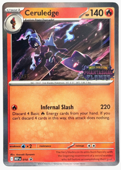 Pokemon Ceruledge 014 Phantasmal Flames Prerelease Stamped Staff Promo Card Holo - Image 1