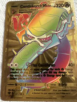 Centiskorch Vmax Gold Rainbow Foil Pokemon FAN ART Card - Image 1