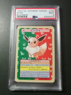 1995 Pokemon Japanese Topsun Card Eevee #133 Blue Back PSA 9 Mint - Image 1