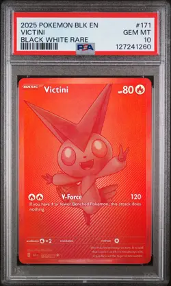 2025 POKEMON BLK EN-BLACK BOLT BLACK WHITE RARE #171 VICTINI PSA 10 - Image 1