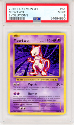 2016 POKEMON XY MEWTWO EVOLUTIONS - PSA 9 - #51 51/108 GENUINE - Image 1