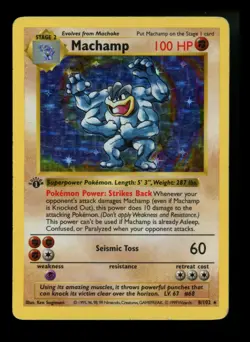 #3 1st Edition Machamp 8/102 Base Set SHADOWLESS 1999 Holo Rare WOTC Pokemon - Image 1