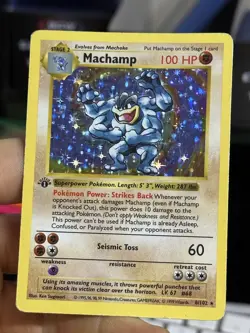 #3 1st Edition Machamp 8/102 Base Set SHADOWLESS 1999 Holo Rare WOTC Pokemon - Image 4
