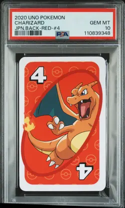 2020 UNO POKEMON JAPANESE BACK-RED-#4 CHARIZARD PSA 10 - Image 1