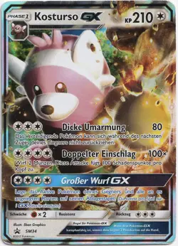 Pokemon Kosturso GX Ultra Rare Black Star Promo SM34 LP Deutsch - Image 1