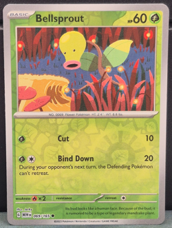 Bellsprout 069/165 Reverse Holo Pokemon Scarlet & Violet 151 Near Mint Card Game - Image 1