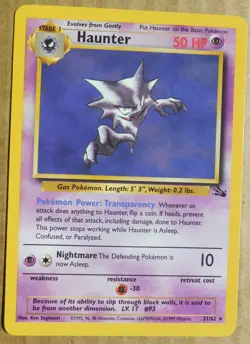 Haunter 21/62 Rare Non-Holo Fossil Set Pokemon Card LP - Image 1